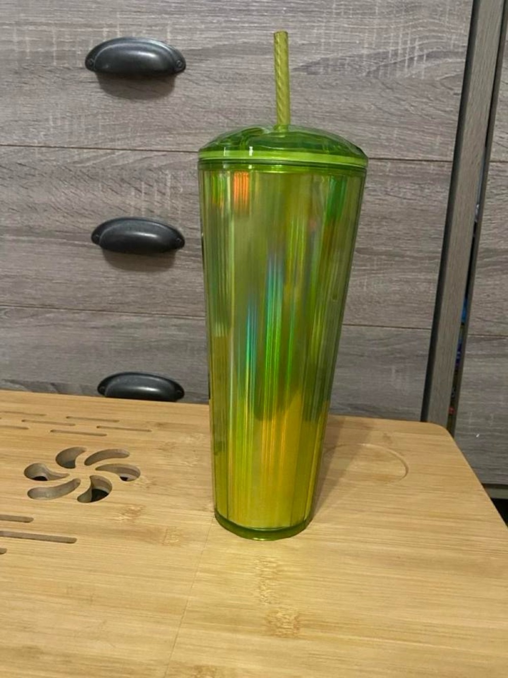 Starbucks Iridescent Lime Green Reusable Tumbler with Straw